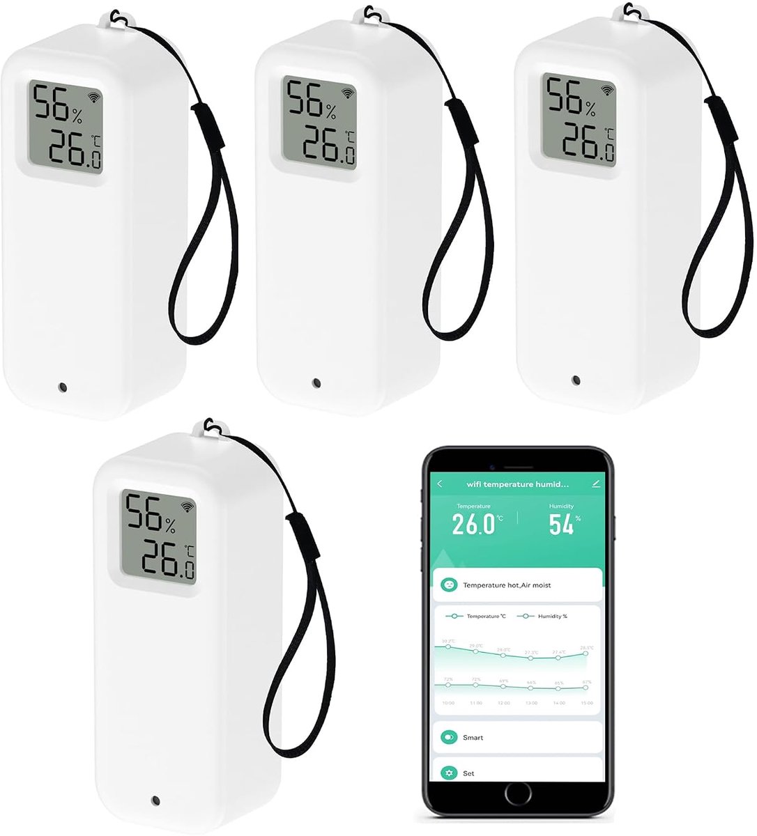 WiFi Thermometer Hygrometer: Intelligent Temperature Humidity Sensor with Notification Alarm, Data Storage and Export - ShopVlot