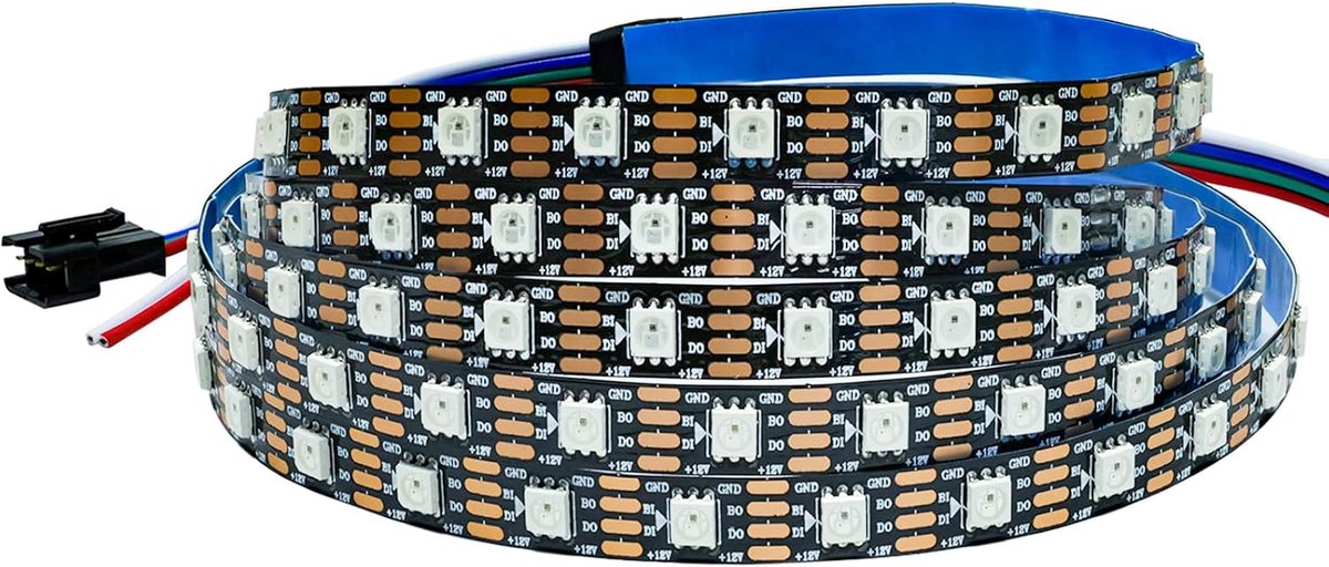 12V WS2815 Led Strip 2m RGB Dual Signal LED Pixel Strip SMD 5050 120 LEDs IP30 Full Color Individually Addressable - ShopVlot
