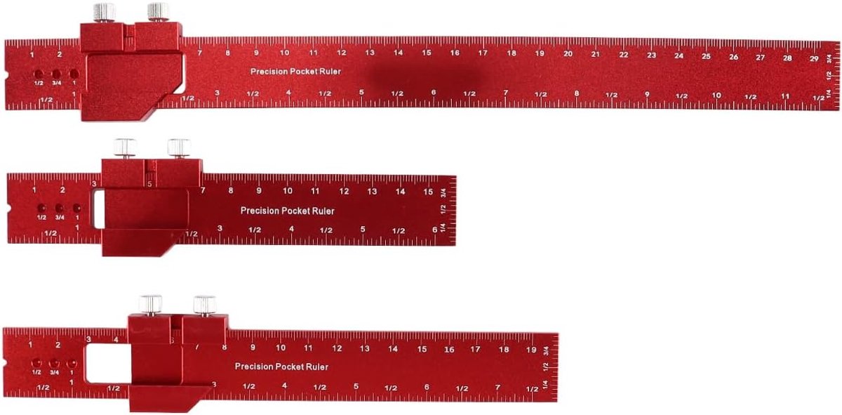 SnelShoppen - 3-delige Houtbewerkings Meetlat Aluminium Legger, T-Ruler, Meetgereedschap, Markeerhulpmiddelen, 45-graden Glijder, Precisie, Voor Timme