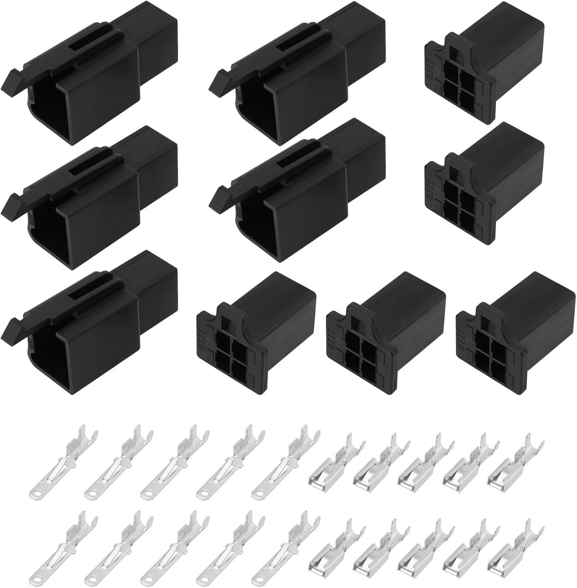 SnelShoppen - 5 Sets Auto 4 Pin 2.8mm Mini Elektrische Draad Connector 110 Serie 4 Weg Plug Behuizing voor Motorfiets Auto Boot, Zwart
