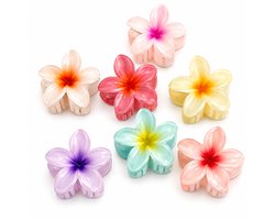 Vavida - Haarklemmen Bloemen - 7 Stuks - Glanzend - Stevig - Zomer - 8 cm - Cadeau - Hawaii - Haaraccessoires