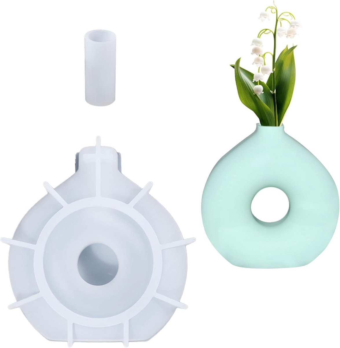 SnelShoppen - Epoxy Resin Mould Set voor Bloemenvazen, Silicone Mallen, 6 Stuks, Donut Vaas Mould, DIY Vazen Maken, Breukbestendig, Creatief Knutselen