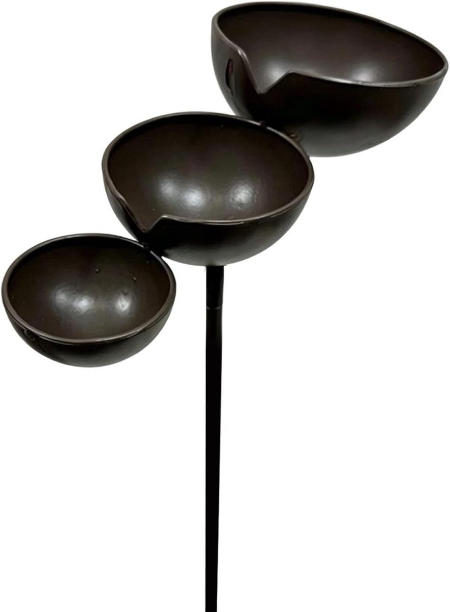 Vogelbad Tuinpaal - Voederstation Waterstation - Vogels Aantrekken - 3-Laags Waterval - 61 cm - Zwart Koper