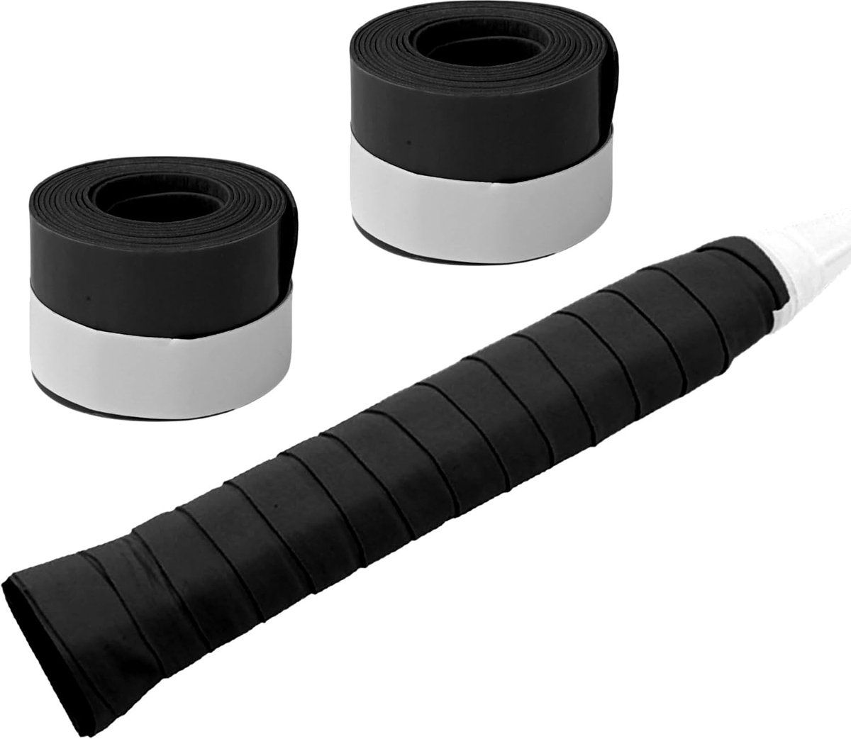 SnelShoppen - Pack van 2 Tennis Racket Grip Straps, Zweetabsorberende Handgreep, Comfortabele Racketband, Zwarte Grip voor Intensief Gebruik
