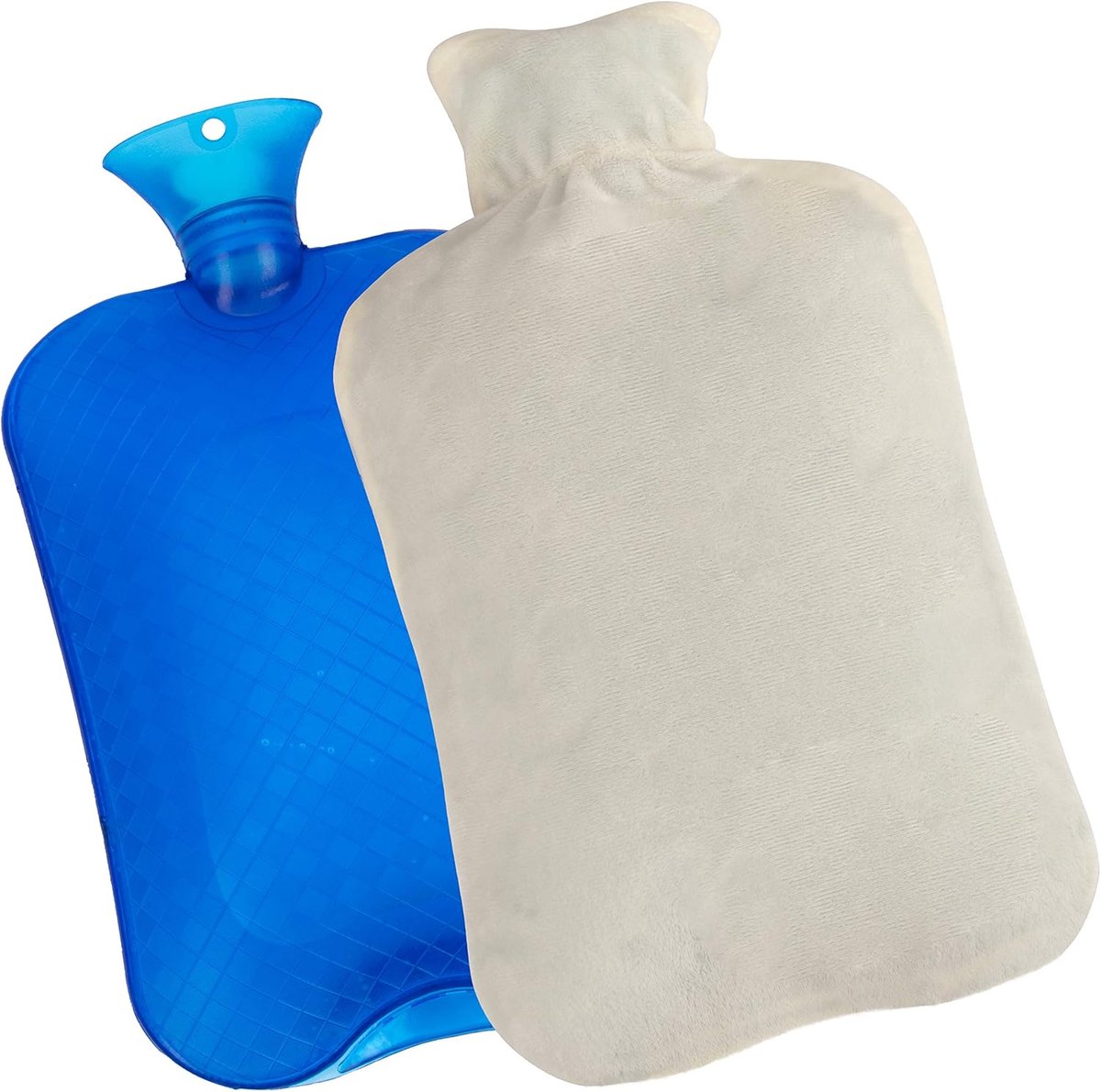 SnelShoppen - KUFL XXL 3L Warmwaterkruik met Overtrek - Ideaal tegen Menstruatieklachten, Rugpijn, Kou en Maagpijn - Crème - Voor Volwassenen - Extra