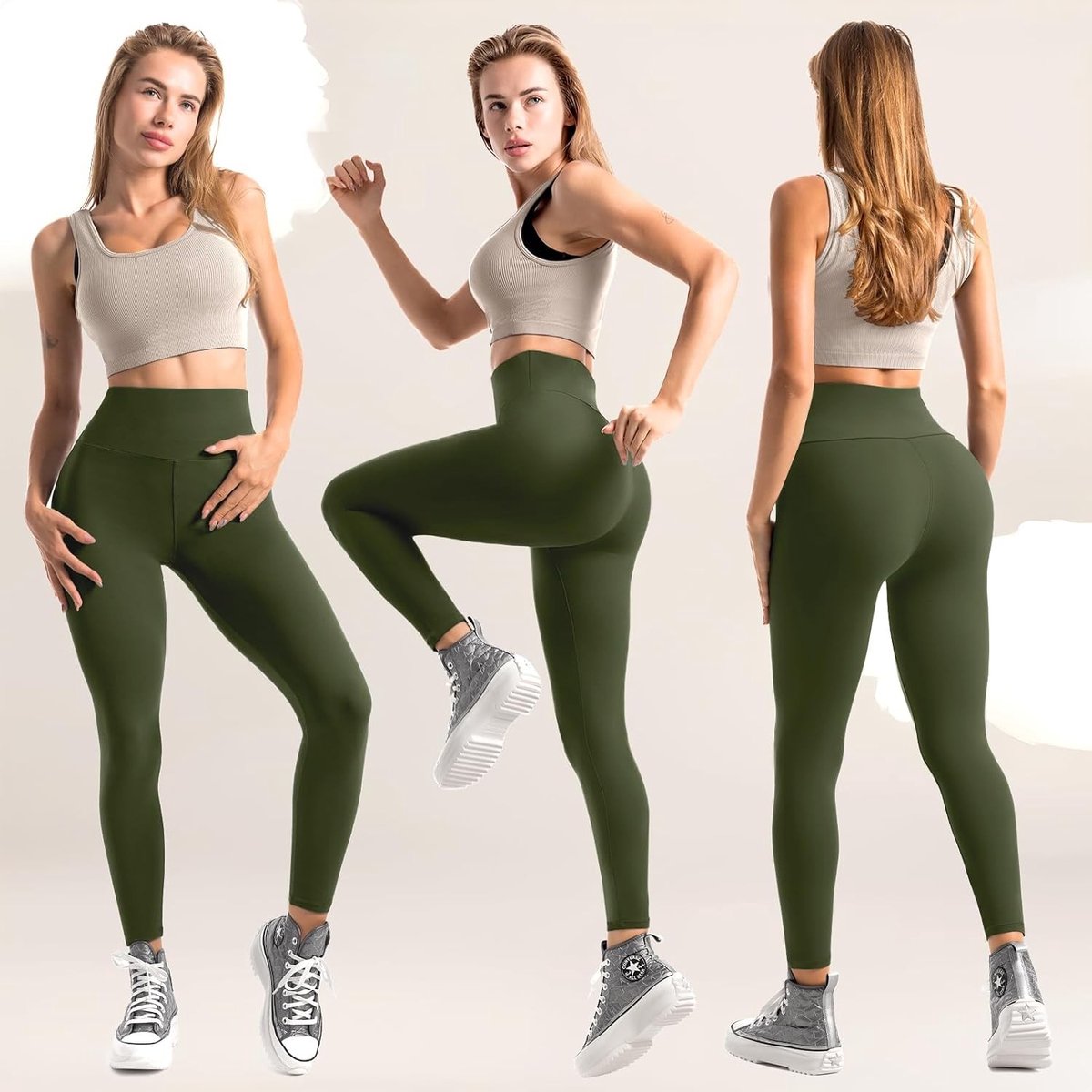 Legging met Hoge Taille - Groen - XXL - Zachte Stretchbroek voor Dames - Voor Sportschool en Vrijetijd