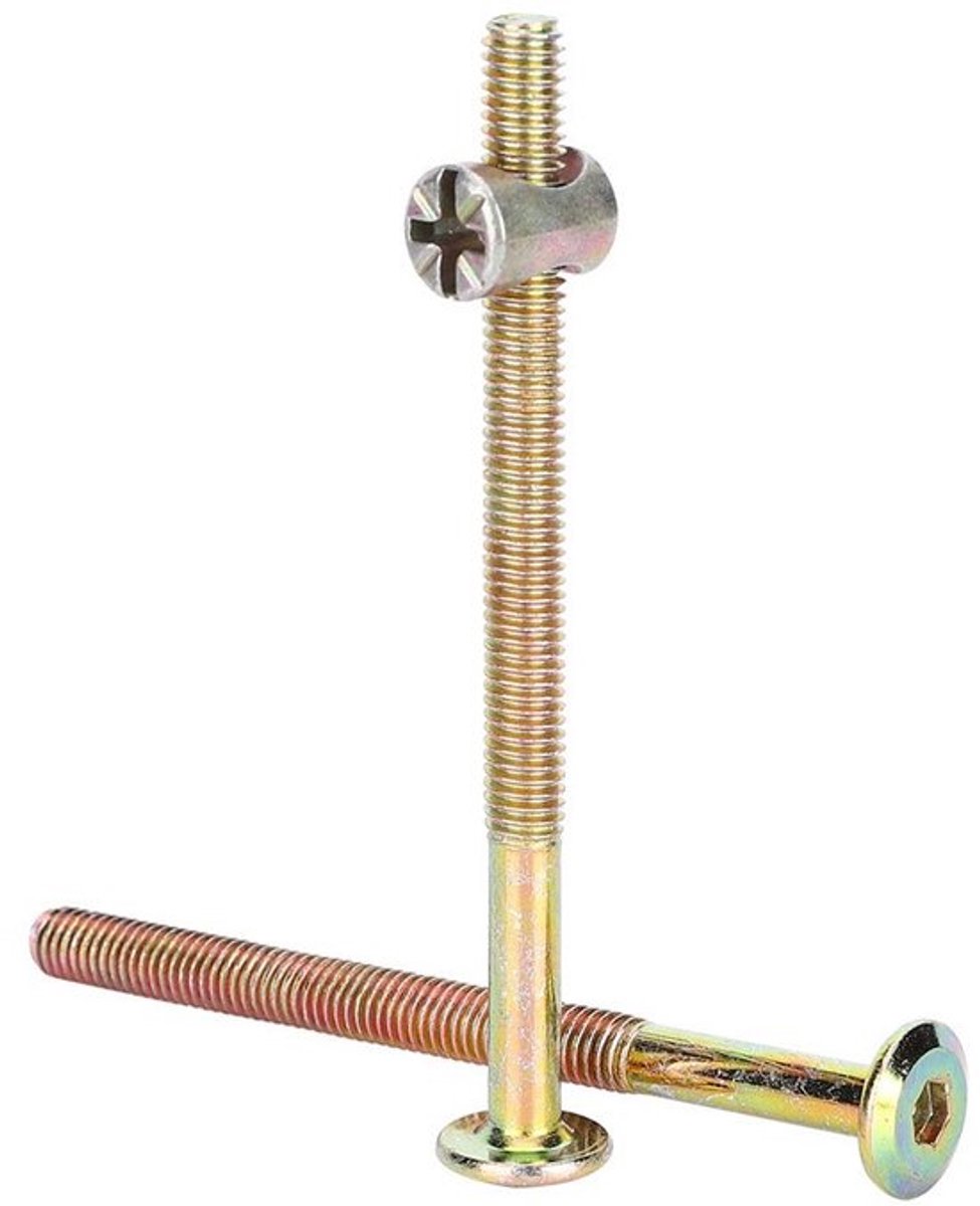 Kit van 10 Assortiment Bouten met Verzonken Kop en Binnenhexagon, Gedeeltelijke Draad in Gegalvaniseerd Koolstofstaal met Transversale Moeren (80mm) - Ideaal voor Bouw en Montage