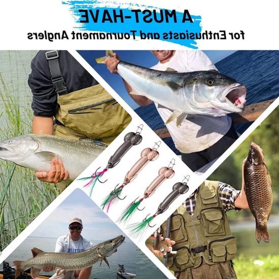 4 Stuks Rood, Goud en Zwart Metalen Visaas met Veer en Haak, Ideaal voor Zee- en Zoetwatervissen, Metalen Sequins voor Effectieve Aaspresentatie (21g) — afbeelding 2