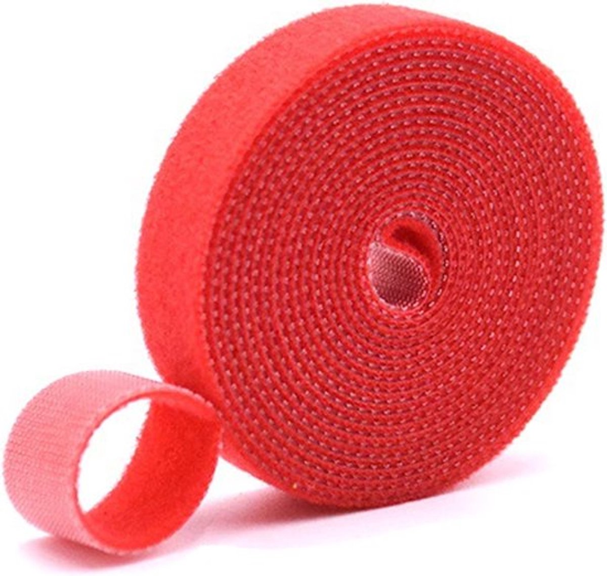 Klittenband Strips van 5m voor Kabelbeheer, 1cm Breed, Rood - Ideaal voor Organisatie en Bevestiging van Kabels
