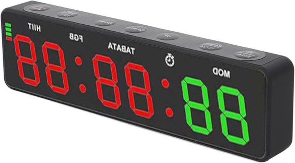 Intervaltimer voor training met grote LED-display, stopwatch en sterke magneet voor Crossfit- en HIIT-workouts
