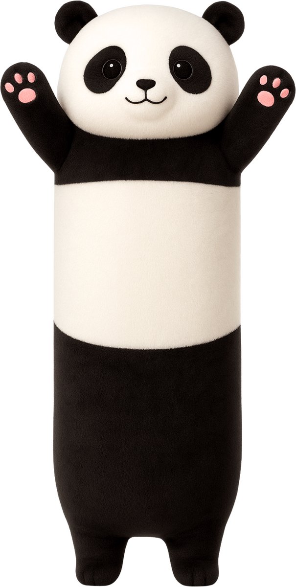 Pluche Panda Mascotte Kussen Langwerpige Roller Zwart En Wit 70cm - UNI