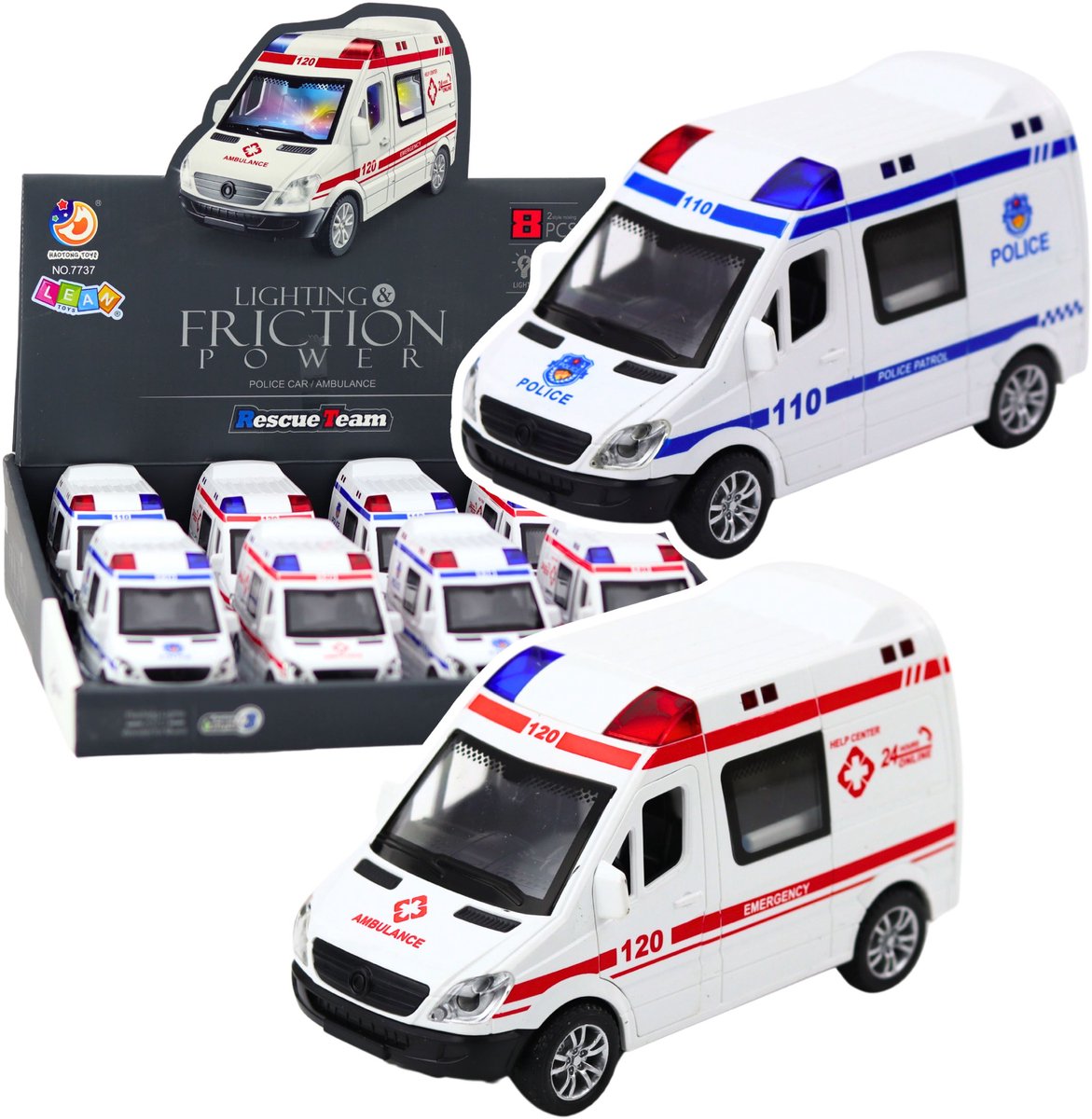 Politieauto Ambulance Opening Deuren Rijden Lichten Geluiden Mix - UNI