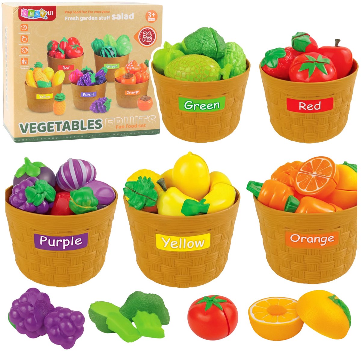 Educatieve groenten- en fruitsorteerset voor het snijden 34-delig. - UNI