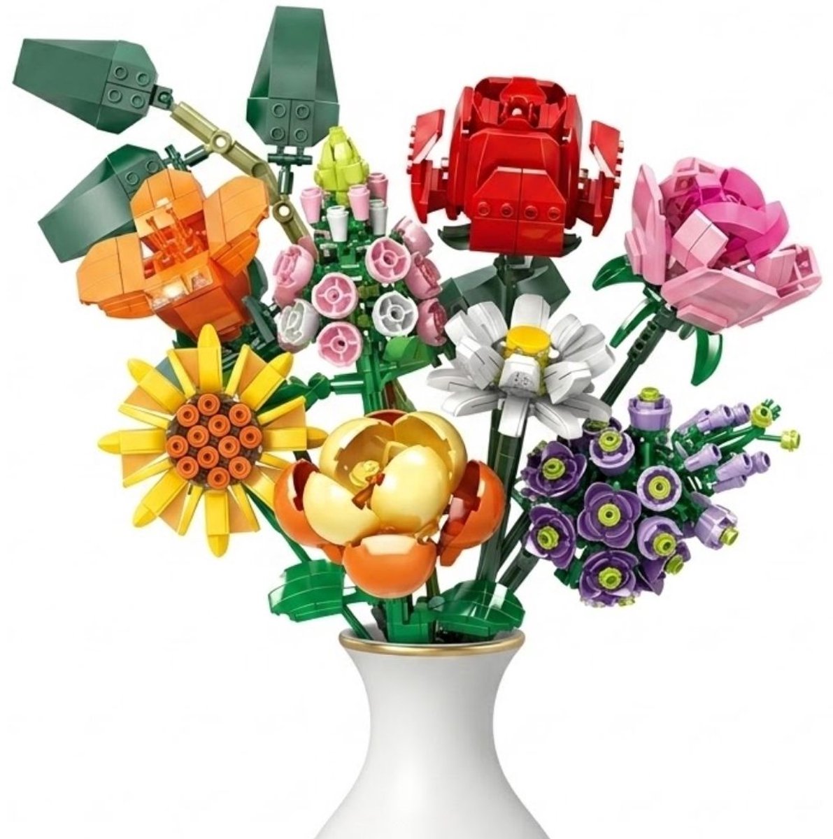 Zhe Gao 11804 Mix bloemen boeket bouwset | Botanical Flowers Collection modelbouw | Classic Creator STEM speelgoed bouwpakket voor volwassenen en kinderen | Educatief decoratie kunstbloemen niet geschikt voor Lego | bouwdoos met 770 bouwstenen