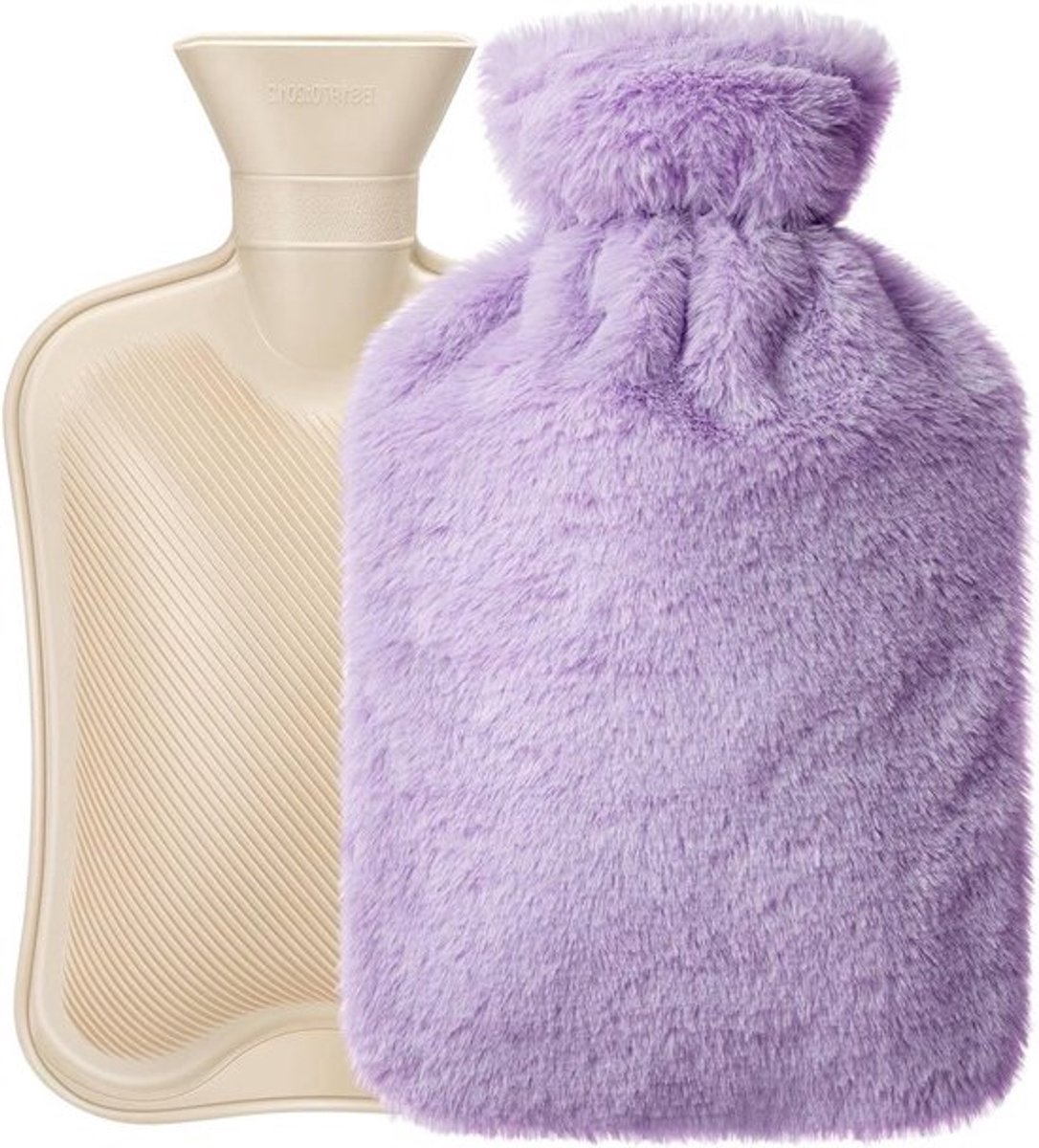 Zachte warmwaterkruik van 1,8 liter met pluizige overtrek voor langdurige warmte en pijnverlichting, ideaal cadeau voor elke gelegenheid in paars