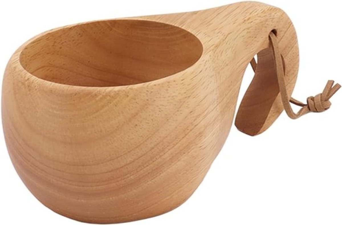 Duurzame Houten Kuksa Mok voor Buiten, Handgemaakt en Gepolijst, Ideaal voor Koffie, Thee en Melk tijdens Kampeertrips