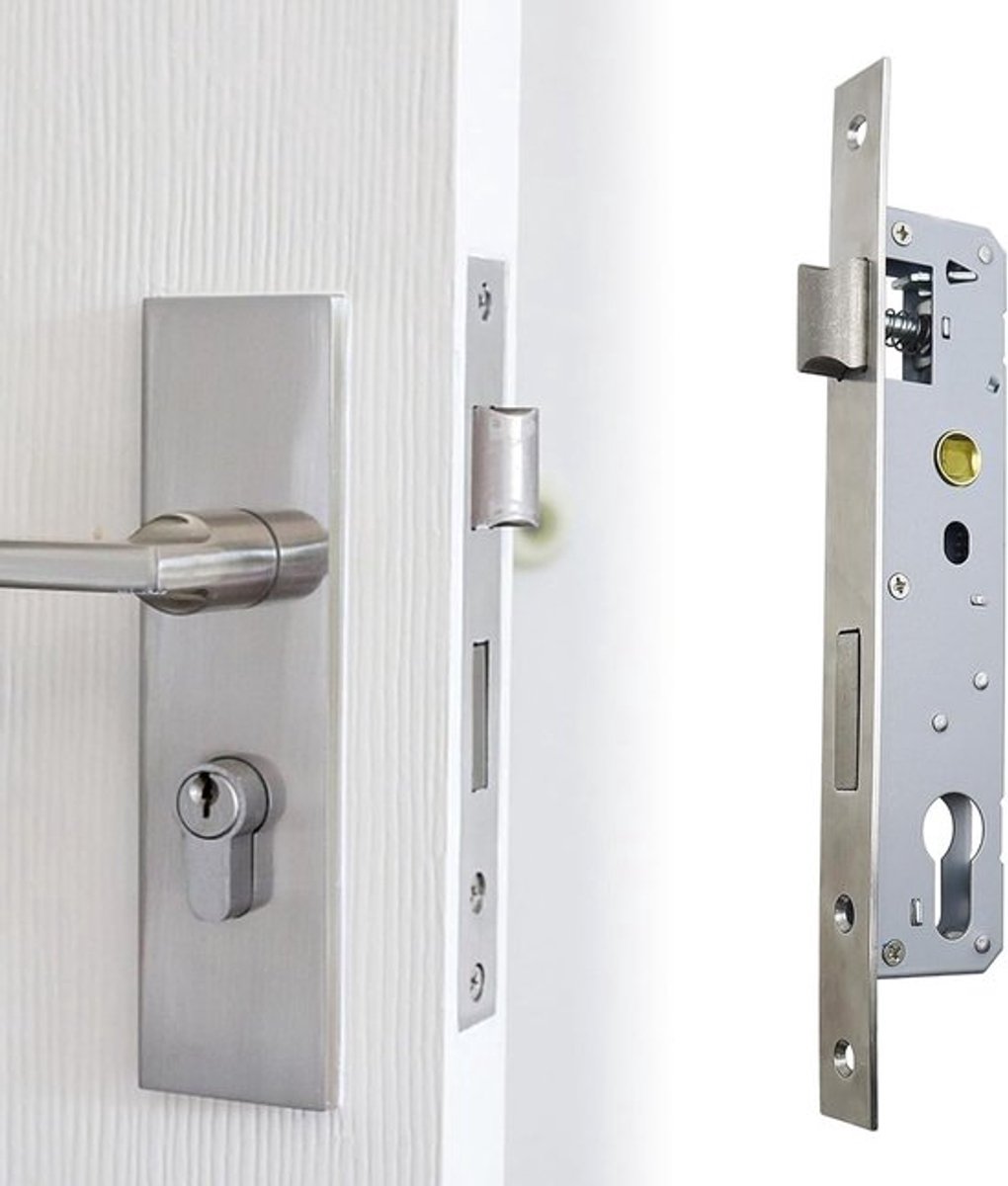 Robuuste Insteeksloten voor Tuindeuren, RVS Mortise Lock, 85 mm, 25 mm, Geschikt voor Metaal en Hout, Links/Rechts Inzetbaar
