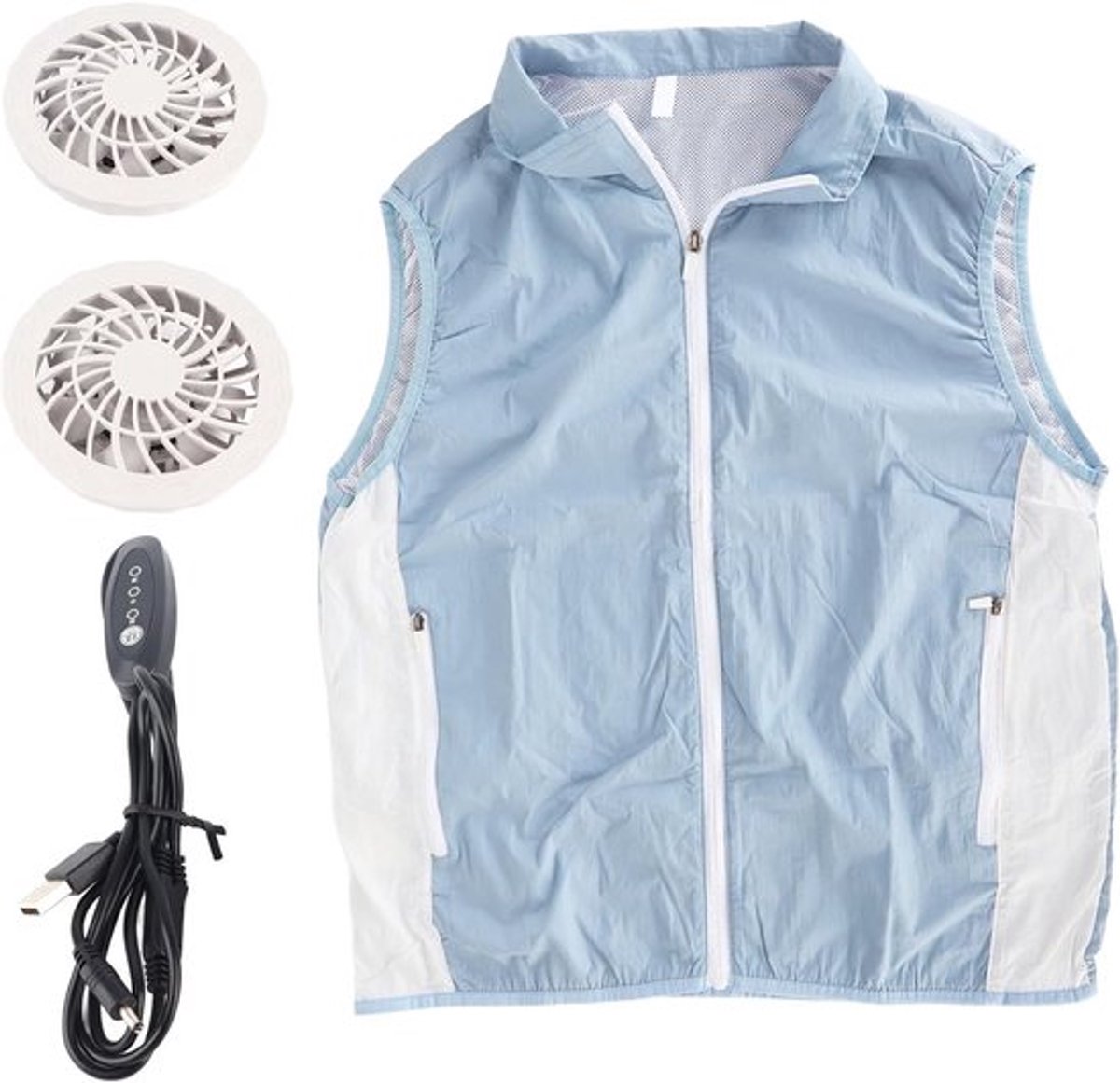 Verstelbaar Zomer Koelvest zonder Mouwen - Ademend Mesh Airconditioning Kleding voor Hardlopen, Fietsen en Vissen (L)