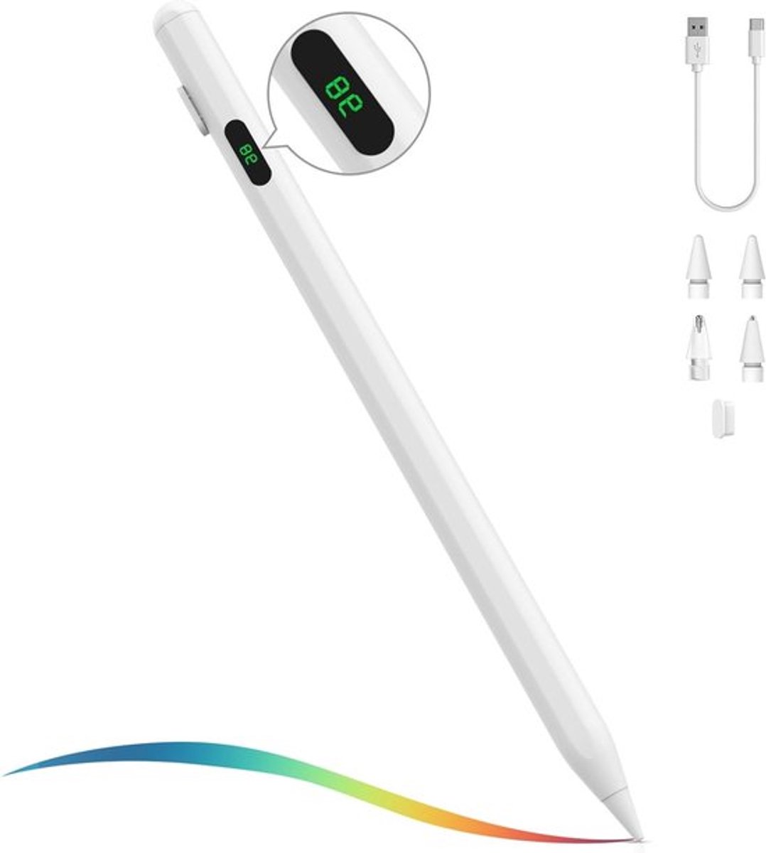 Stylus voor iPad met USB-C en LED-voedingsdisplay, geschikt voor iPad Pro, Air en Mini, precisie en gebruiksgemak