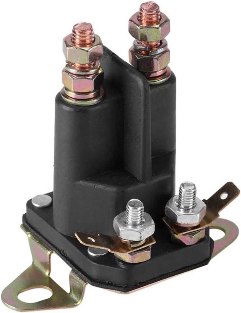 Universele 12V Starter Solenoid voor 3-Poolige Motoren - Geschikt voor 109946, 146154, 1753539 en AM138497 - Duurzaam Zwart Metaal en Kunststof
