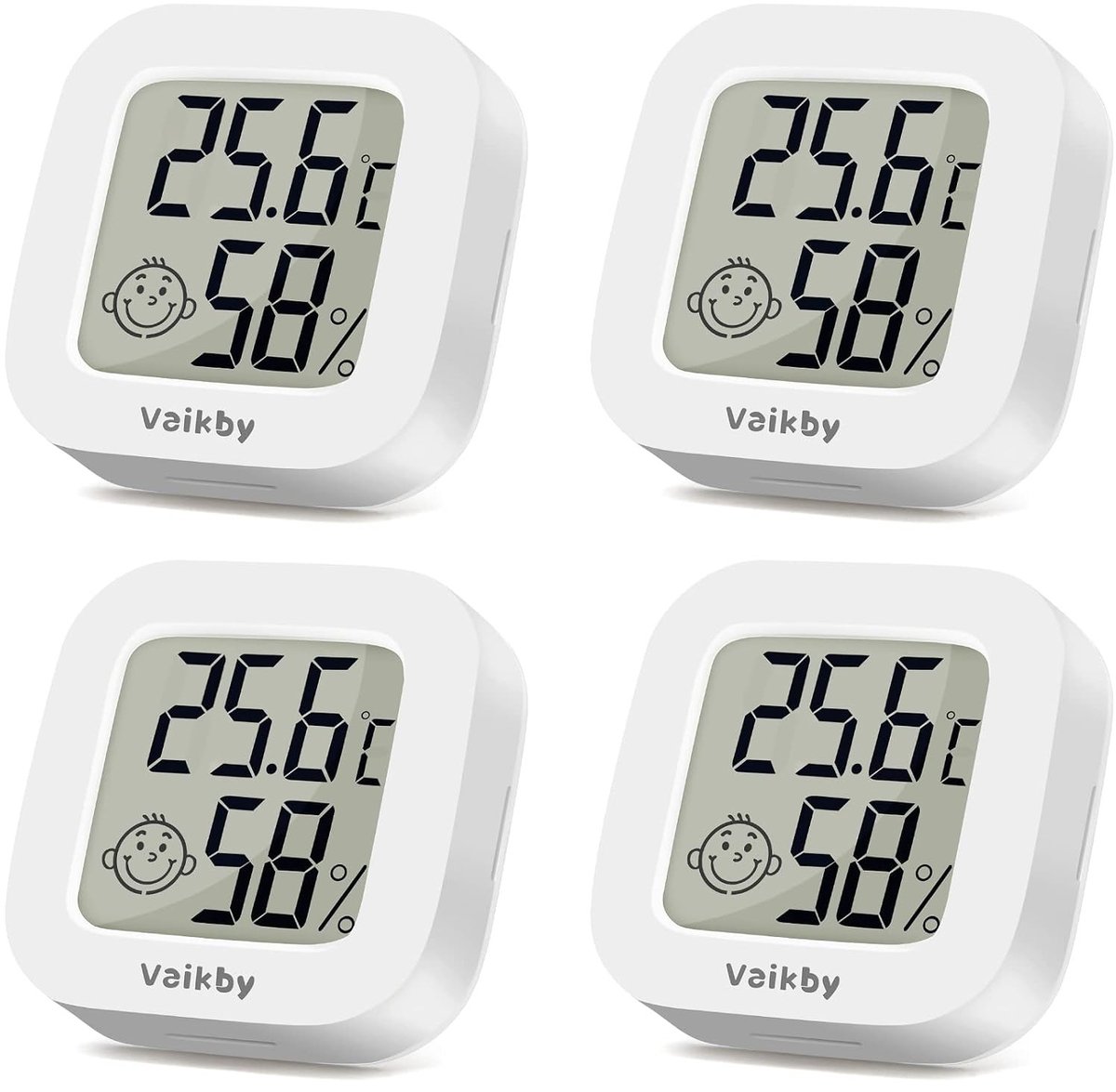 Digitale Hygrometer - Kamerthermometer Vochtigheid - Binnenklimaat Monitoren - Luchtcomfort Indicator - 4 Stuks - Wit