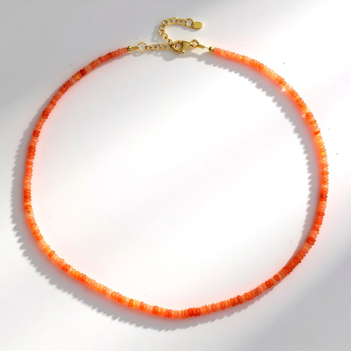 Cavill - Zilveren Halsketting - 28,813 ct Oranje Ethiopische Opalen - Verguld 925 Sterling Zilver - Verstelbaar - Elegante Dames Ketting