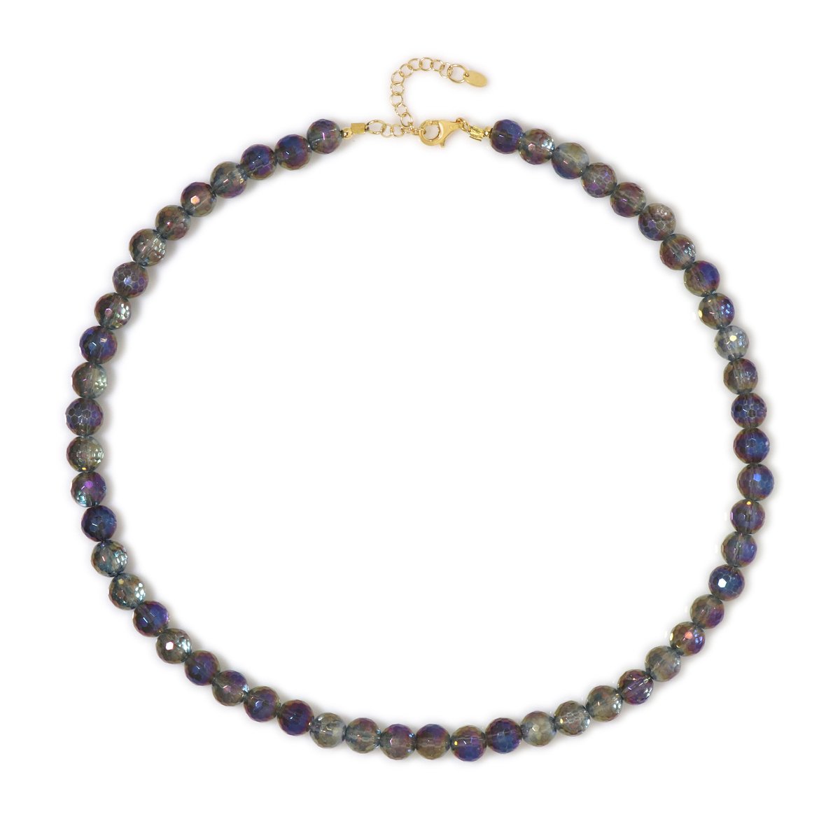 Cavill - Zilveren Halsketting - 925 Sterling Zilver - Maanlichtkwarts Braziliaanse Kralen 177,5 ct - Verstelbaar 45-50 cm - Elegante Paarse Tinten