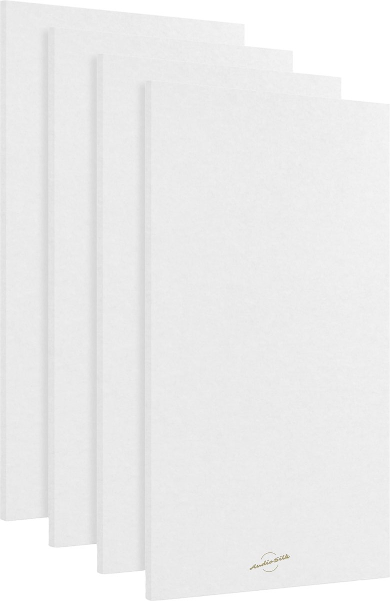 SnelShoppen - AudioSilk Akoestische Panelen 4-Pack KAMERKIT Groot 116 x 58 cm Zuiver Wit Geluiddempende Wandpanelen voor Thuis, Studio, Kantoor en Muz
