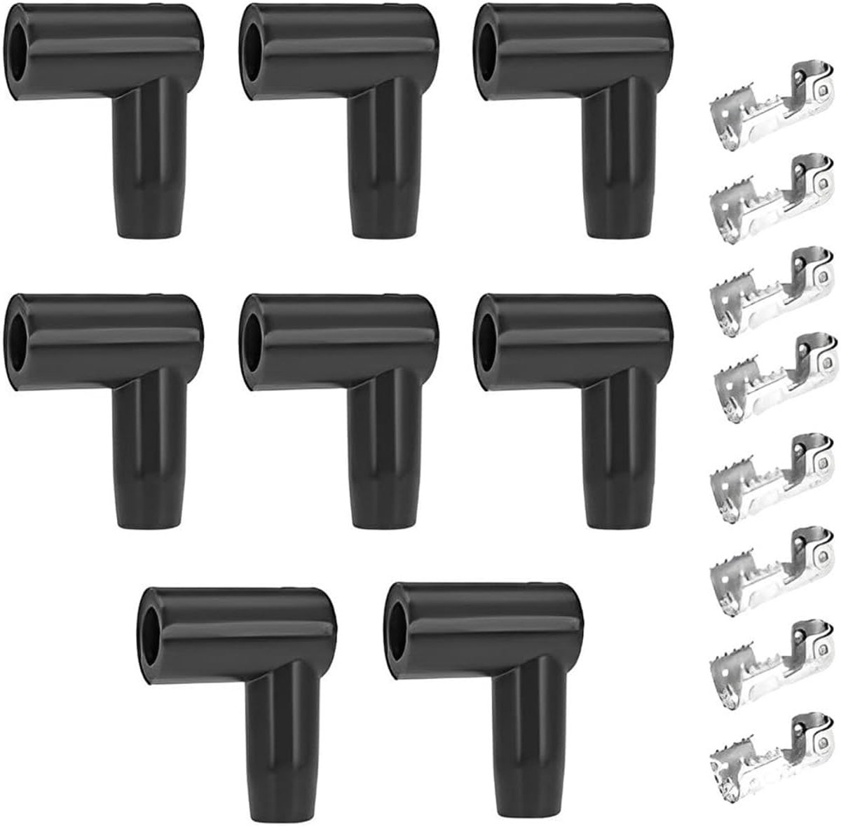 SnelShoppen - 16-delige Rubber Bougiekap Klemmen Set voor 6 tot 10mm Draad, Hoogwaardige Rubber en Metaal, Geschikt voor Verlichting en Meer