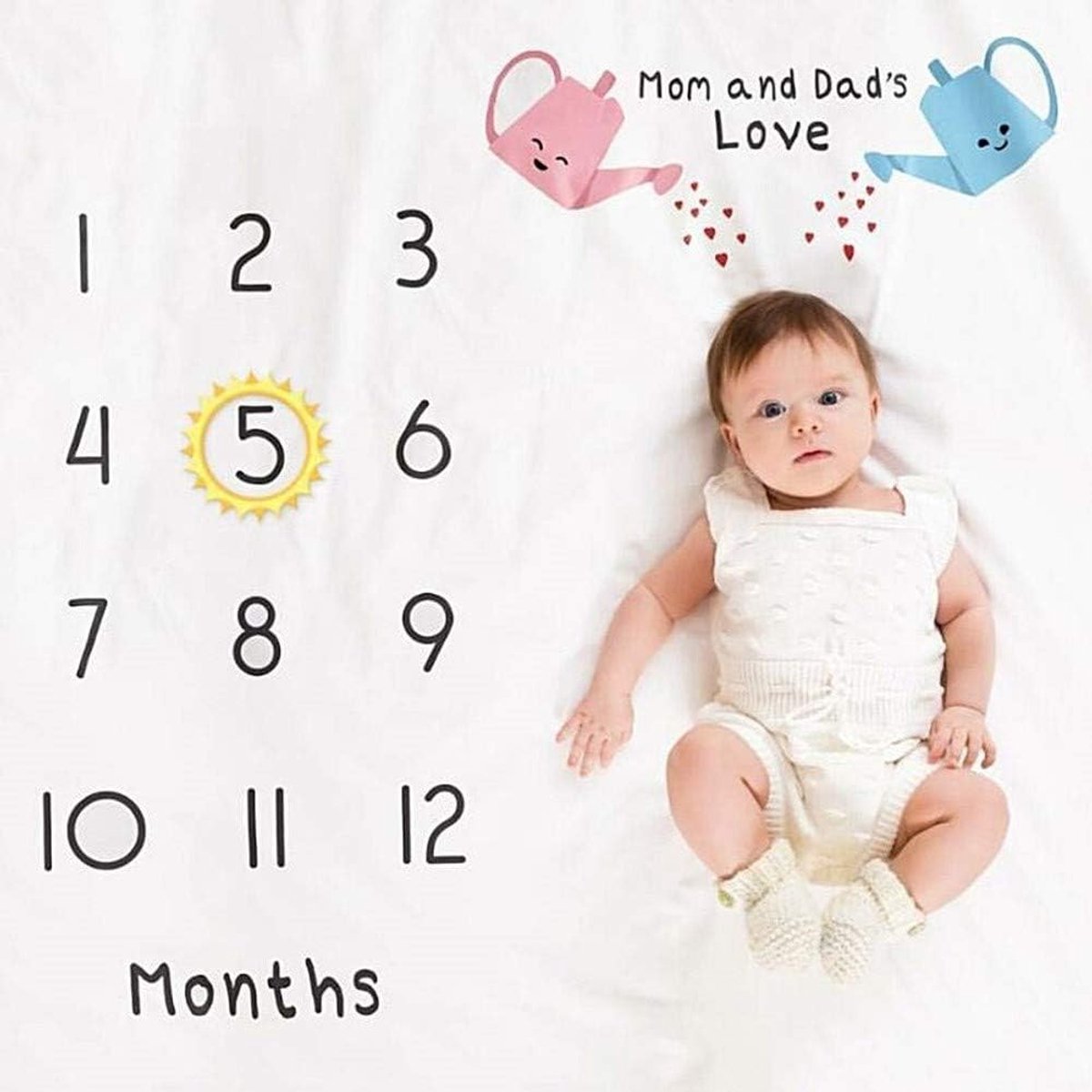 Zachte Maandelijkse Mijlpaal Dekentje voor Baby's, Herbruikbaar Speelmat en Comfortabele Grote Dekens voor Jongens en Meisjes