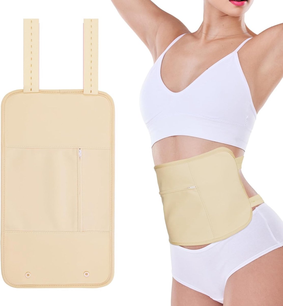 Biologische Ricinusolie Verpakking Set voor Leverontgifting, Schildklierondersteuning en Spijsvertering - Herbruikbare Kit in Beige