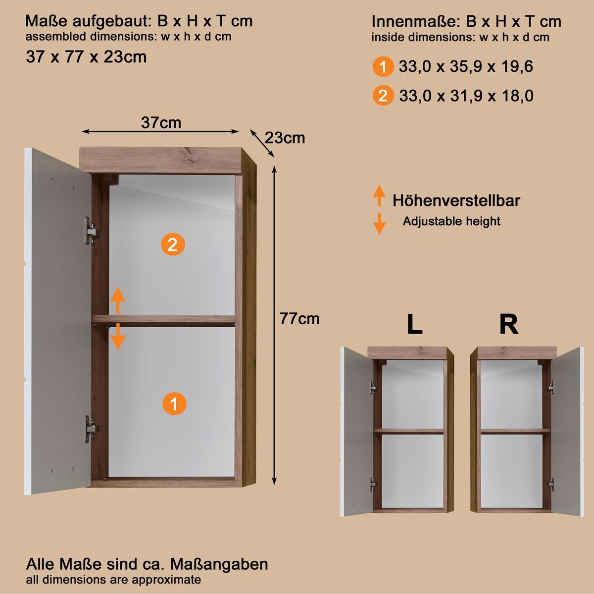 trendteam smart living - hangkast - bad - Amanda - opbouwmaat (b x h x d) 37 x 77 x 23 cm - ShopVlot