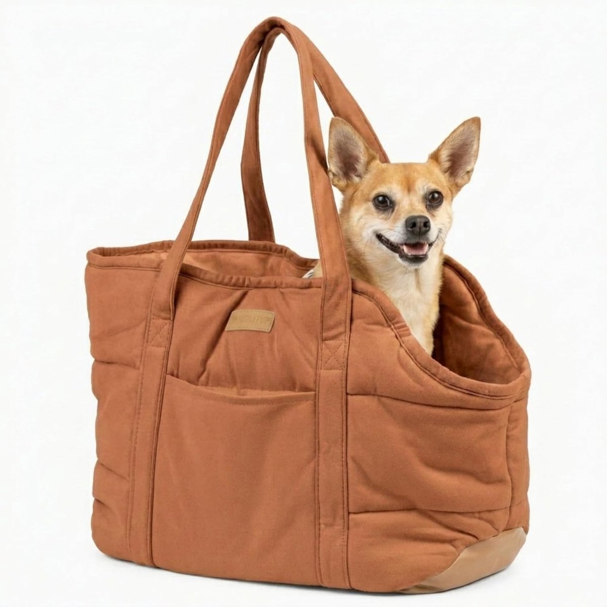 Hondentasdrager - Bruin - Klein - Pluche Draagtas met Harnasclip - Voor Kleine Honden en Puppy’s
