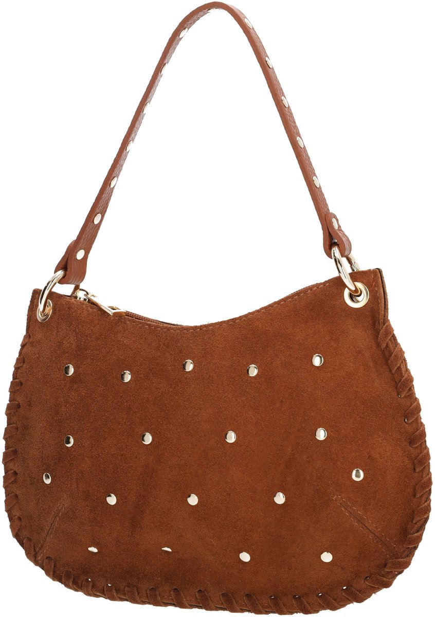 Charm London Vittoria Crossbodytas - Suede Look - Damestas - Schoudertas - Afneembaar Handvat - Verstelbare Schouderband - Ritsvak - Leren Dames Tas - Cognac