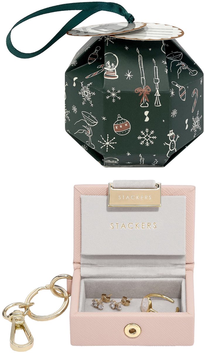 Famanu – Nano sieraden doos in blush roze, sleutelhanger kerstbal