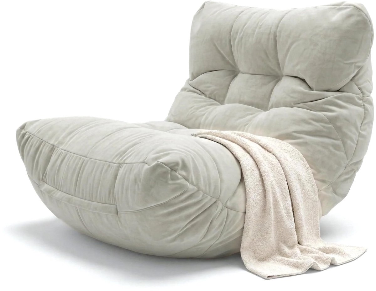Famanu – Zitzak met vulling, poef XXL voor buiten, terras of zwembad, beige