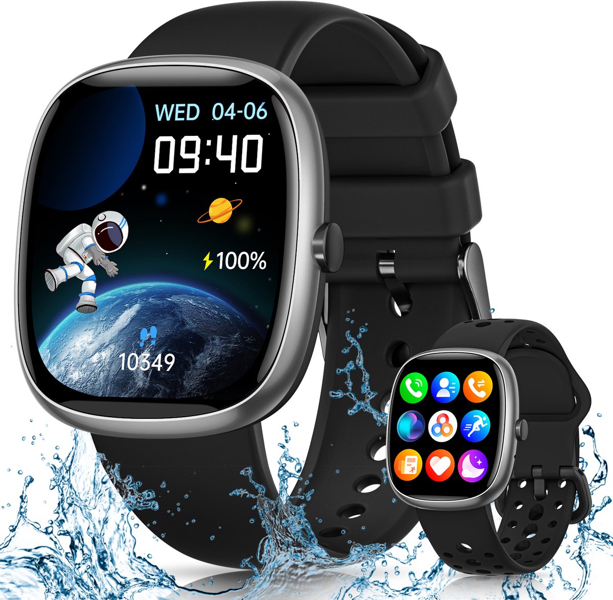 FOSMET Smartwatch Kinderen - Met Telefoonfunctie - 1,5 Inch Display - IP68 Waterdicht - 20 Sportmodi - Hartslagmeter - Slaapmonitor - Stappenteller - Wekker - Oproepfunctie - SOS Knop - Compatibel met iOS/Android - Cadeau voor Kinderen - Jongen