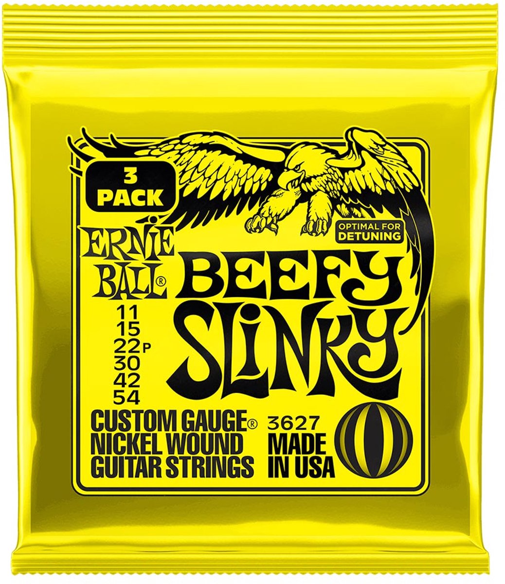 Ernie Ball 3627 Beefy Slinky Elektrische Gitaarsnaren (11-54) 3-Pack
