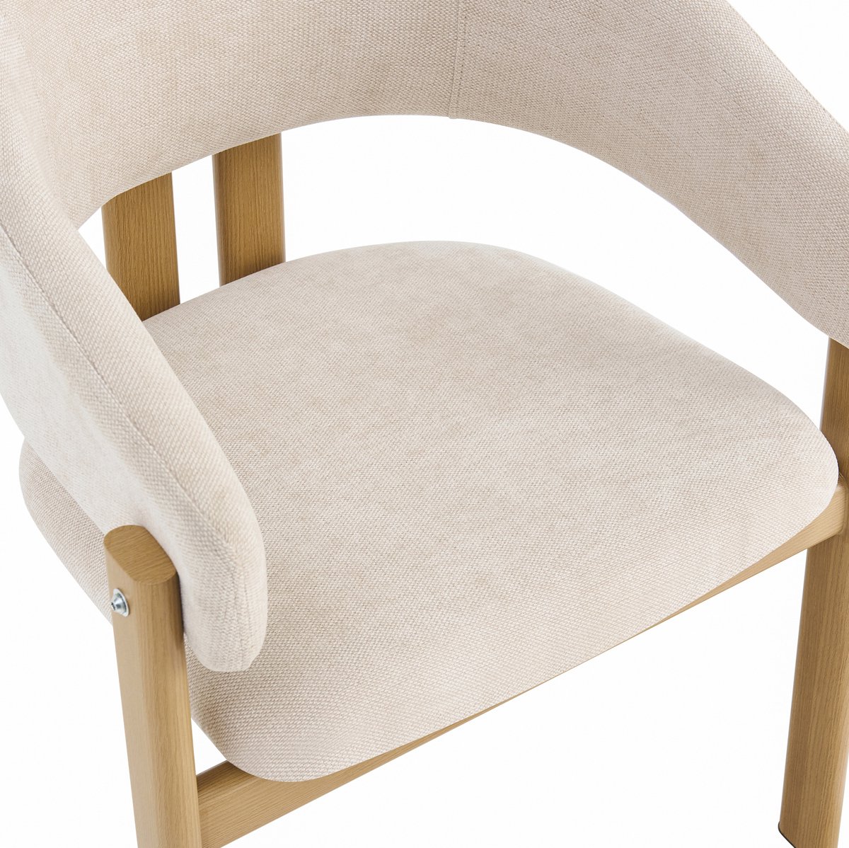 OKWISH Eetkamerstoel Set van 4 61,5 x 52,5 x 83 cm Met Armleuningen Houtlook Metalen Frame Beige Stof Voor Eetkamer Woonkamer En Café