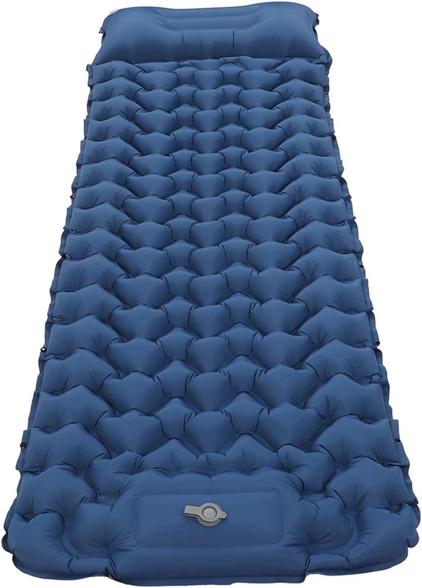 Opblaasbaar Slaapmatje - Luchtbed Kamperen - Buiten Ontspannen - Voet Opblaasbaar - 32 x 17 x 10 cm - Donkerblauw