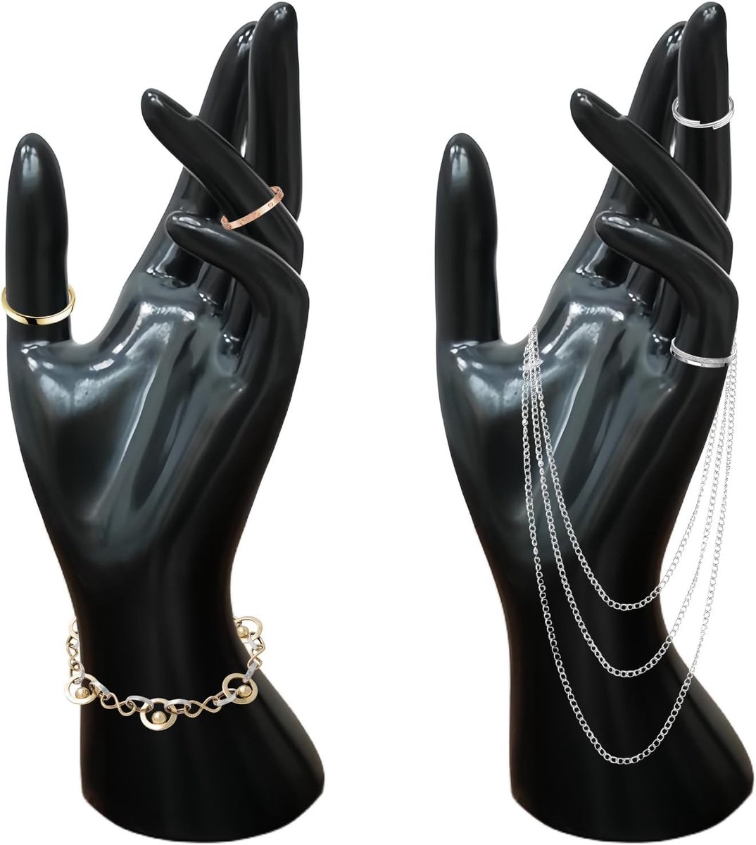 Expositie Stand voor Sieraden, 2 Stuks Hand Mannequins voor Ringen en Kettingen, Sieraden Display Houder en Vrouwelijke Hand Model