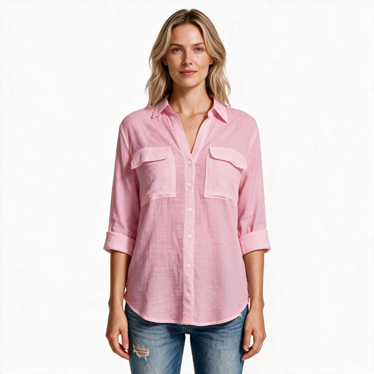 Imily Bela Dames Blouse met Driekwartmouwen en Borstzakken