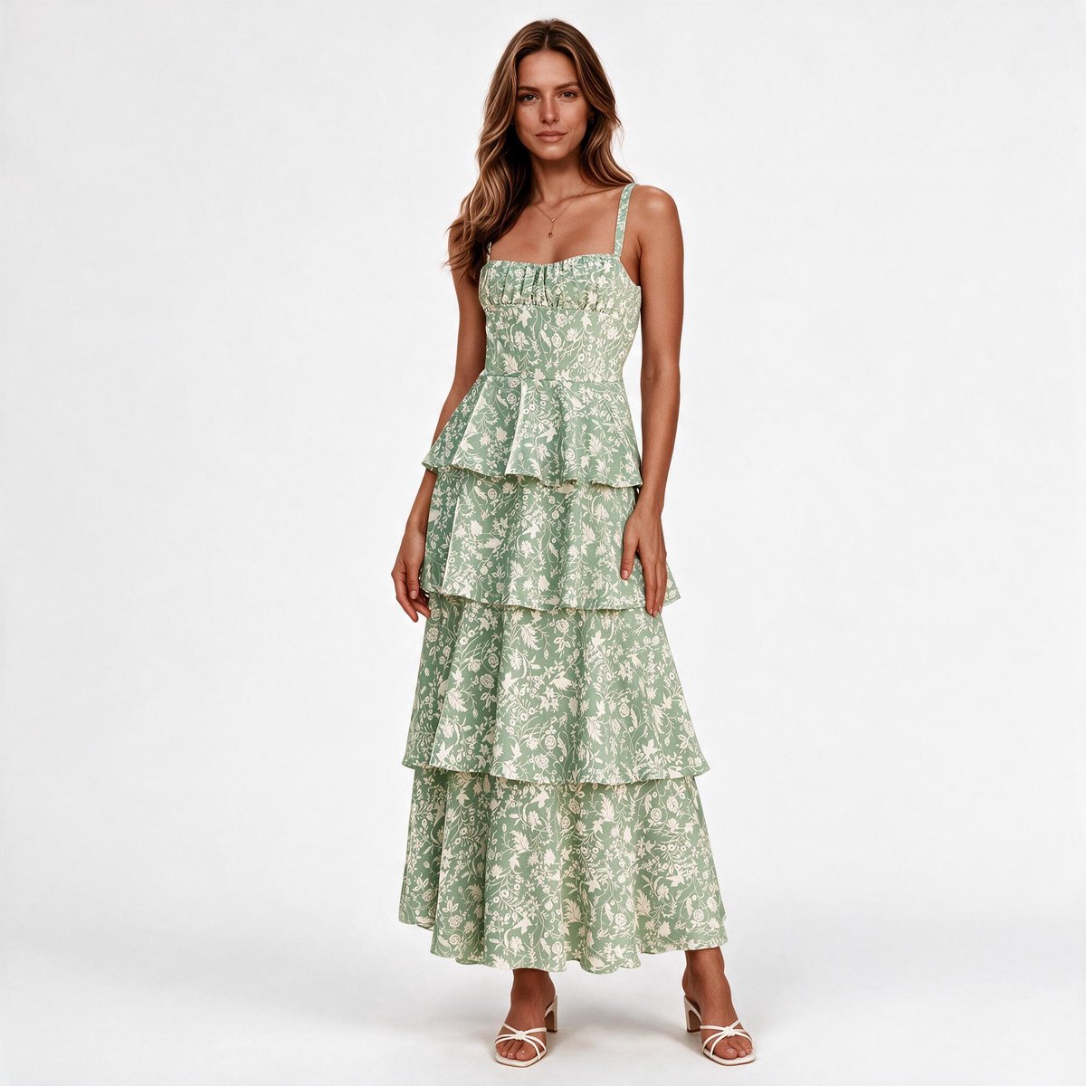 Imily Bela Dames Maxi Jurk met Bloemenprint en Gelaagde Rok