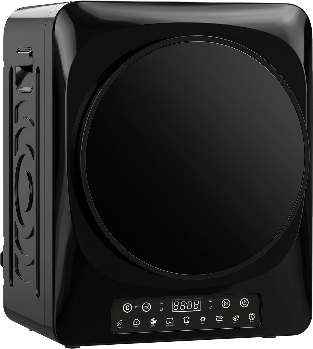 TEKROA® Wasdroger - Compacte wasdroger van 1000 W met afvoer, extra droog- en ECO-standen - timer en temperatuurinstellingen - zwart