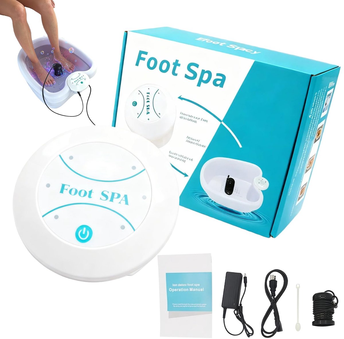 Behogan Ionen VoetBad: Wit Ionen Voetbad Detox, Ionisch Spa voor de Voeten, Ionische Detox-VoetBadmachine - ShopVlot