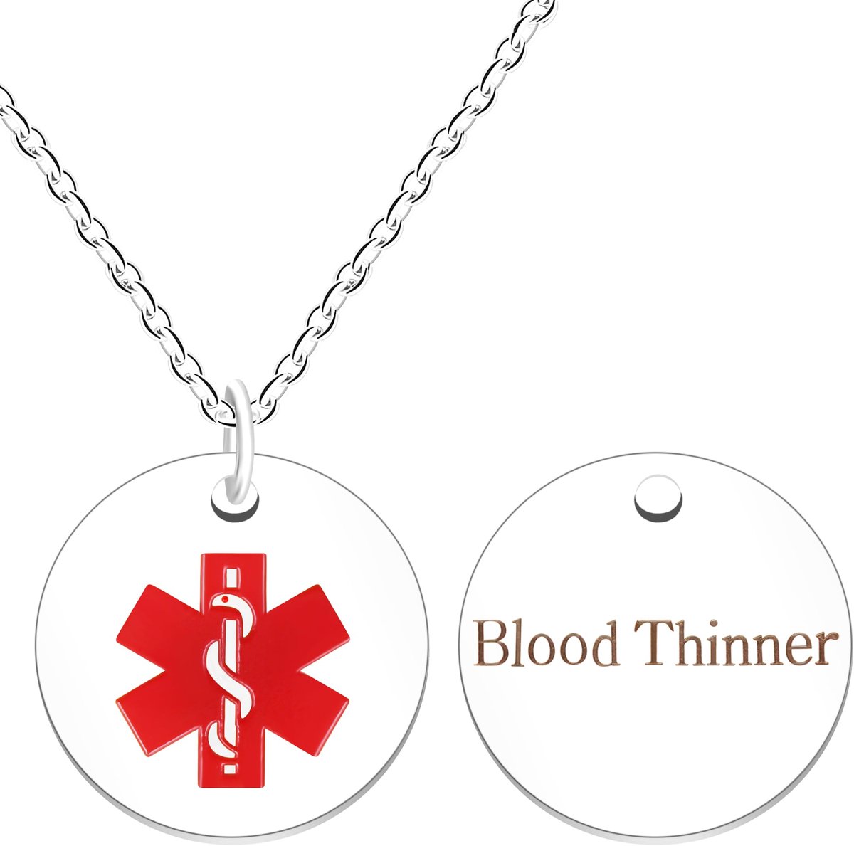 Oneress Bloedverdunner‑Ketting, Platina ICE‑ID, Robuust Noodsieraad YA4678 White BLOOD - ShopVlot