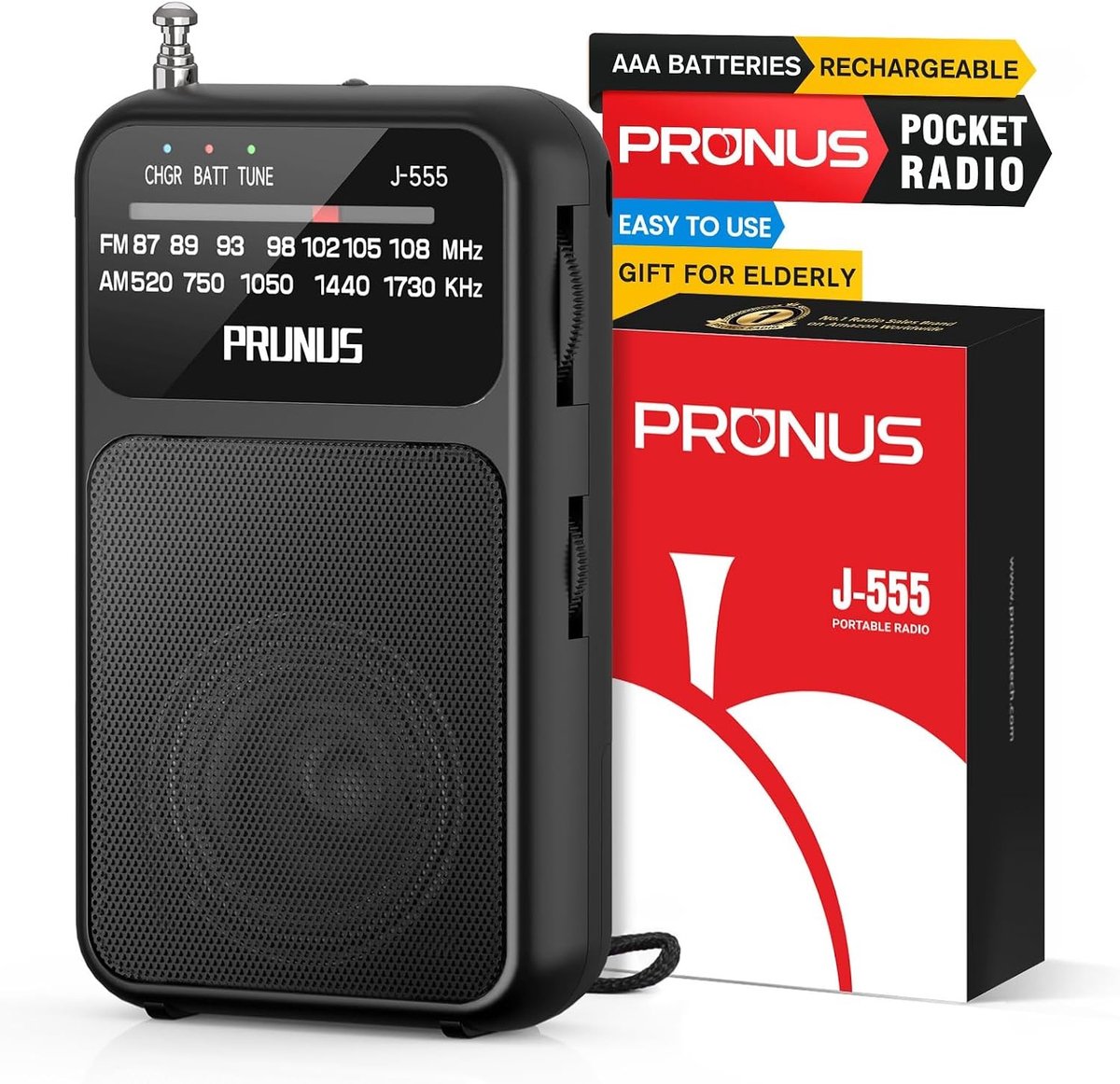 Draagbare Radio - Zwart - Mini Formaat - Oplaadbare 800mAh Batterij - Voor Binnen en Buiten