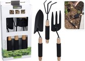 3-Delige Tuingereedschap Set - Hark, Smalle Spatel, Brede Spatel, Tuinschoffel met Klauwen, Drietand en Lichte Hark