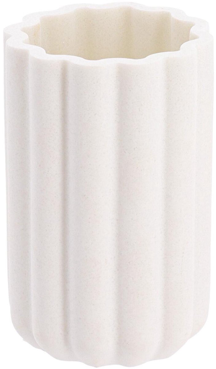 Tendance tandenborstel houder/beker Ibiza - wit - 220ml - rond - polyresin