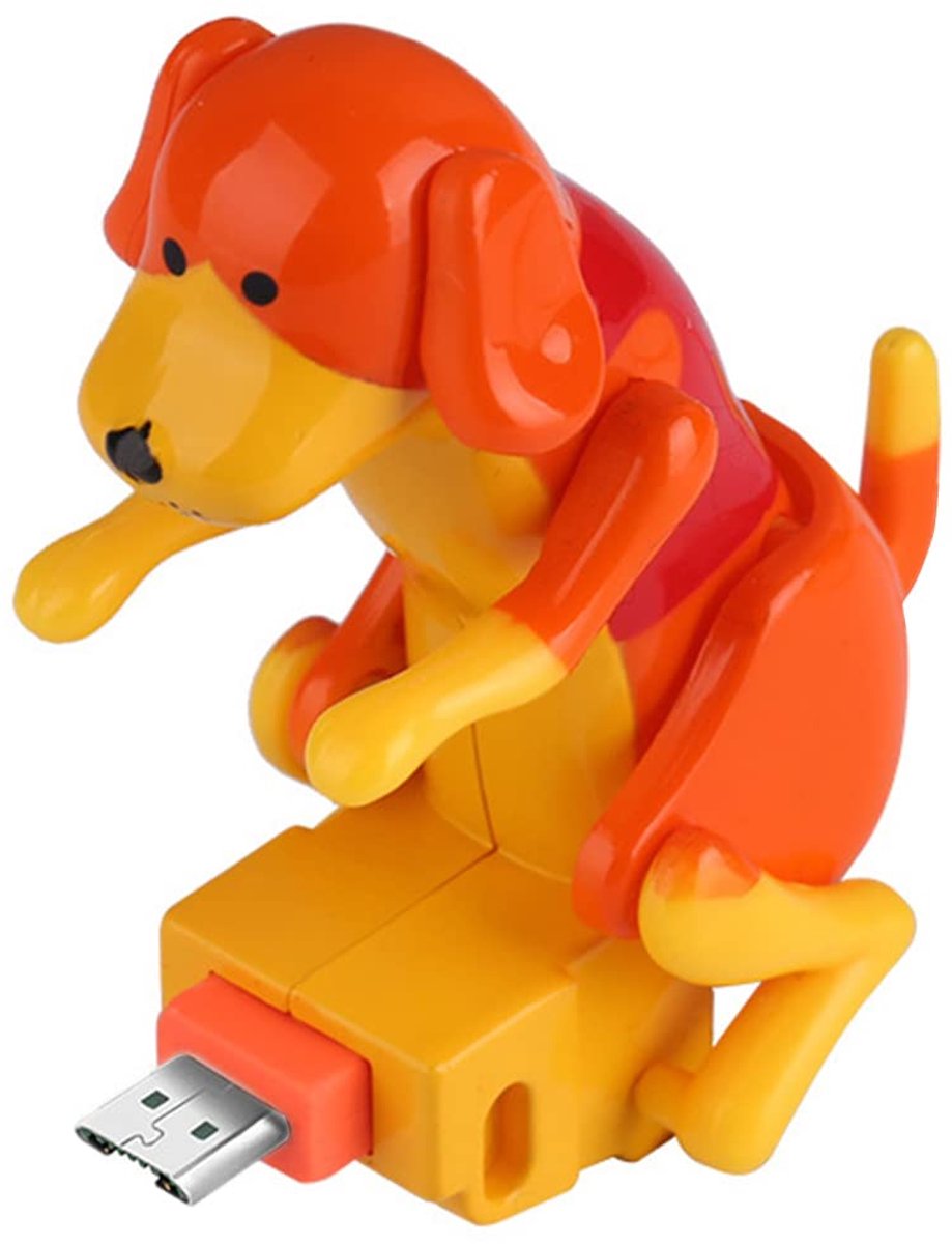 Grappige hondenoplaadkabel, zwerfhondenoplaadkabel, 1,2 meter USB-oplaadkabel voor Android (Android-kabel, oranje)